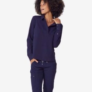 Figs Navy Watamu long sleeve scrub (Small)